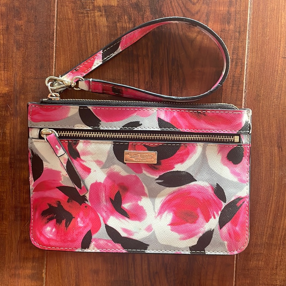 Kate Spade Floral two zip wristlet